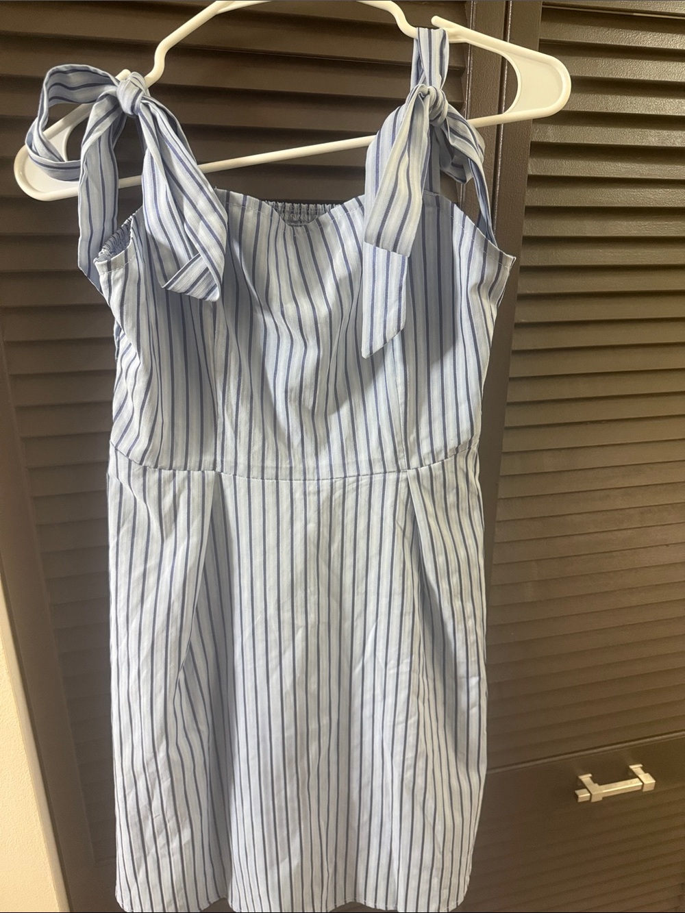SHEIN Blue and White Striped One-Shoulder Tie Dress